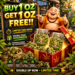 Mix and match buy 1 oz get 1 oz free cannabis flower deal featuring premium indica, sativa, and hybrid strains from Omybuds.