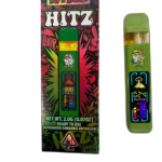 2G Hitz 2g disposable cannabis vape device and retail packaging available at Omybuds