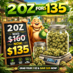 Mix and match 2 oz cannabis flower deal for $135 featuring premium indica, sativa, and hybrid strains from Omybuds.