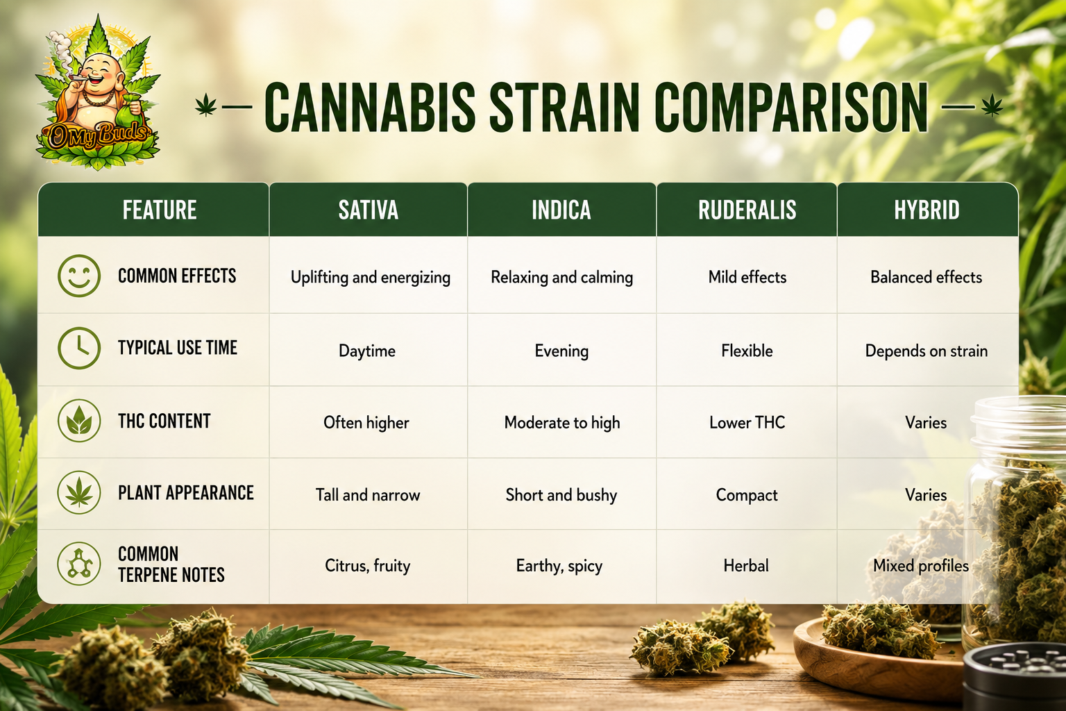 Cannabis Strain Comparison by OmyBuds